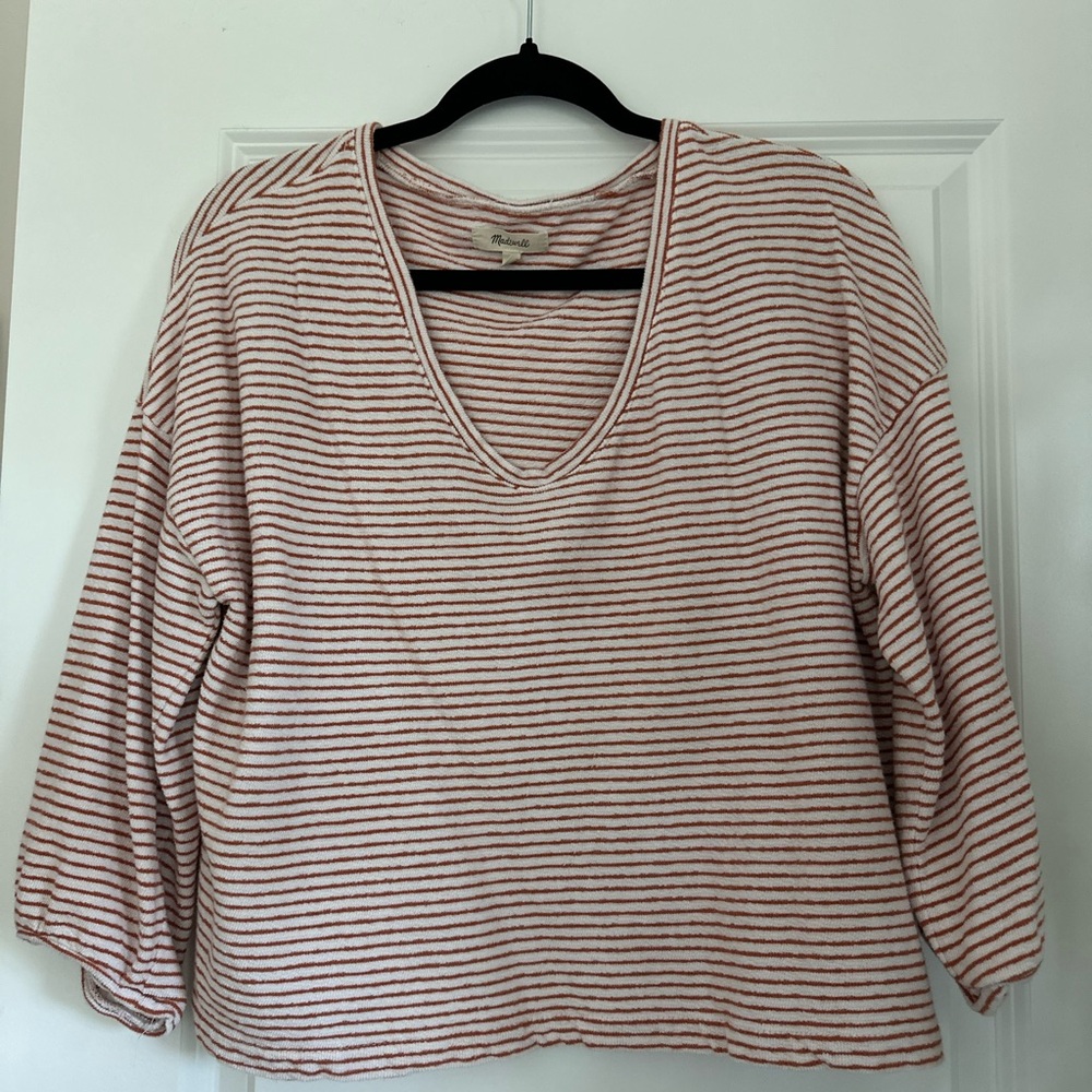 Madewell Striped V-Neck Women's Top | L